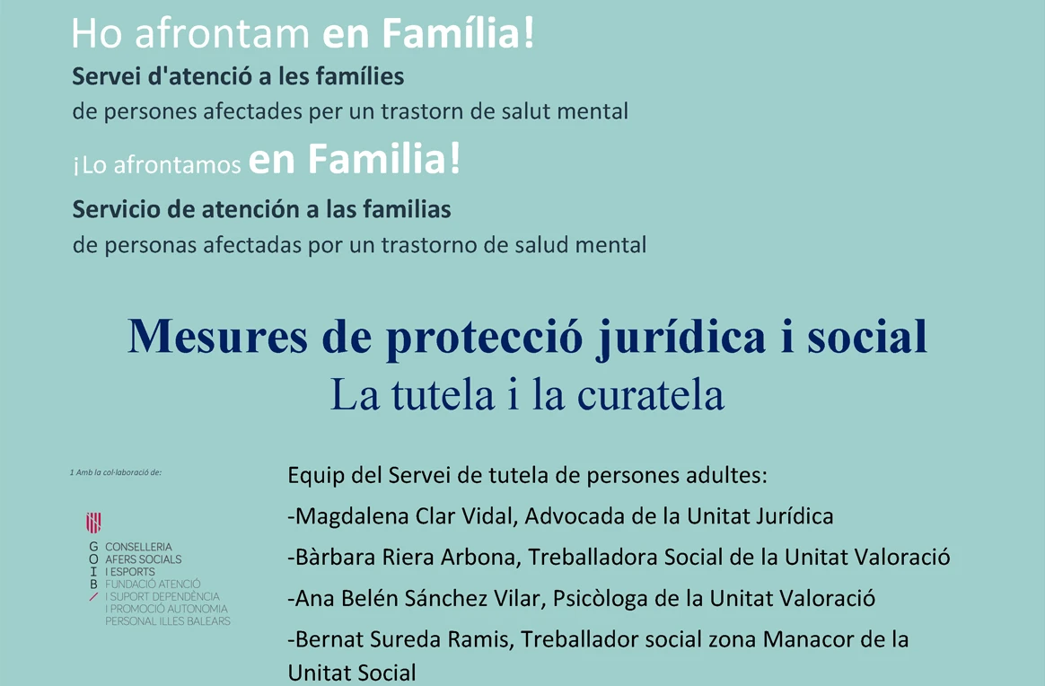 “¡Lo afrontamos en familia!” presenta una nueva jornada formativa en salud mental: Medidas de protección jurídica y social